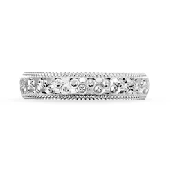 Alliance Fantaisie Diamantee Ruban Plat Or Blanc