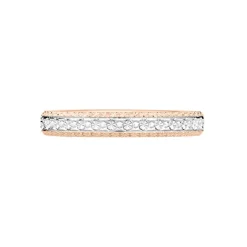 Alliance Multi Facettes Diamantee Demi Jonc Classique Or Bicolore