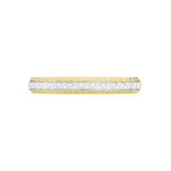 Alliance Multi Facettes Diamantee Demi Jonc Classique Or Bicolore