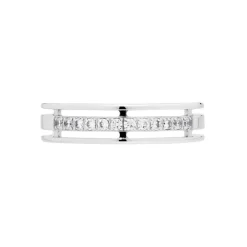 Alliance Serti Grains Ajoures Or Blanc Diamant