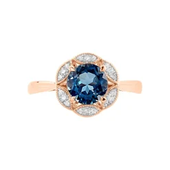 Bague Adryene Or Rose Topaze Et Oxyde De Zirconium