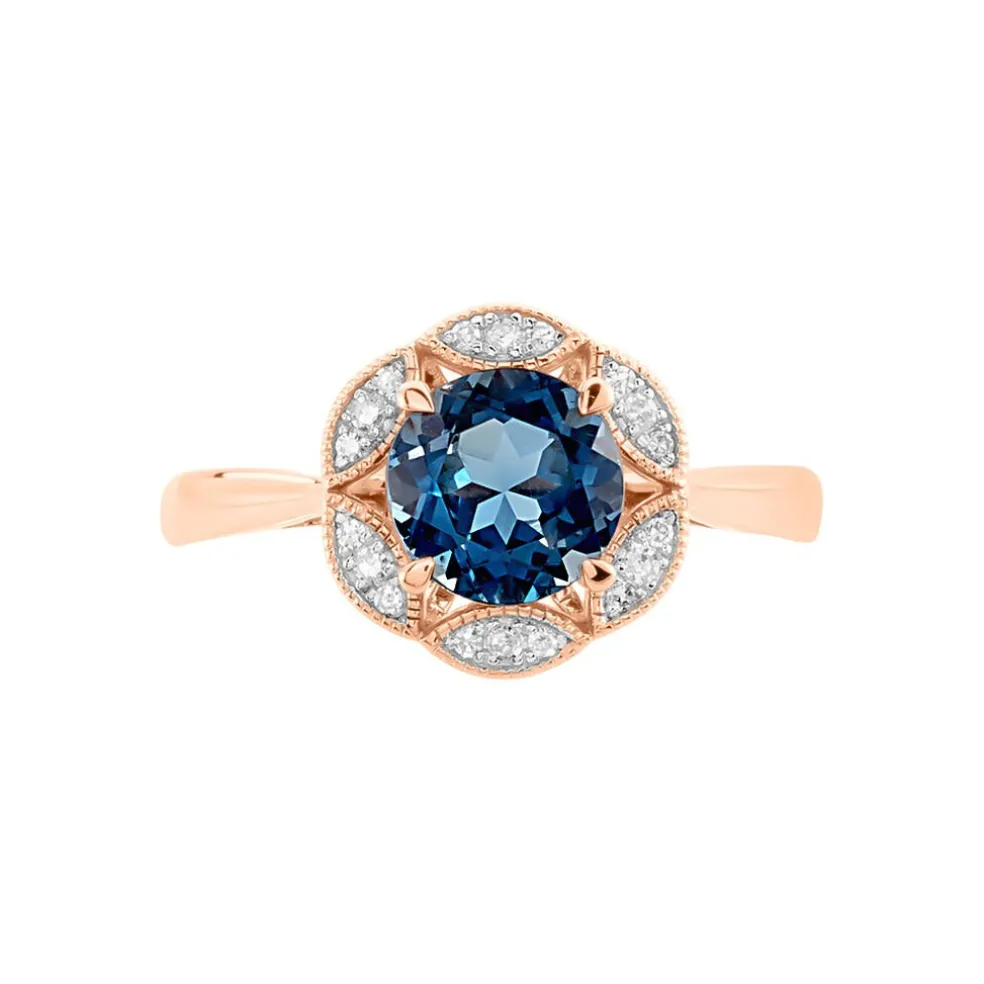 Bague Adryene Or Rose Topaze Et Oxyde De Zirconium
