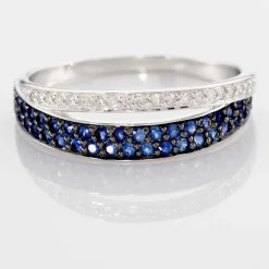 Bague Agapanthe Or Blanc Saphir Et Diamant