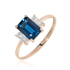 Bague Aimie Or Rose Topaze Et Oxyde De Zirconium