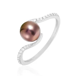 Bague Anais Or Blanc Perle De Culture Et Oxyde De Zirconium