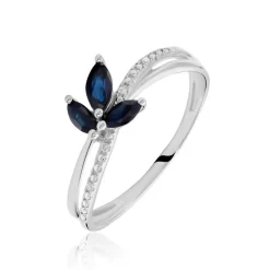 Bague Angie Or Blanc Saphir Et Diamant