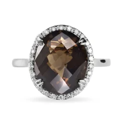 Bague Anna Or Blanc Quartz Et Diamant