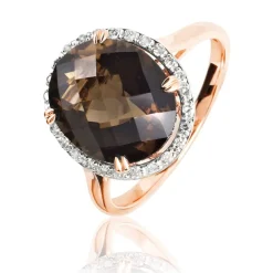 Bague Anna Or Rose Quartz Et Diamant