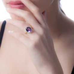 Bague Anna Or Rose Quartz Et Diamant