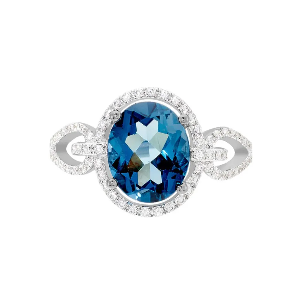 Bague Ayanna Or Blanc Topaze Et Oxyde De Zirconium