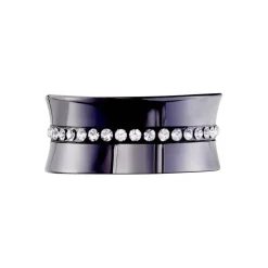 Bague Ceramik Design Argent Blanc Céramique Et Strass