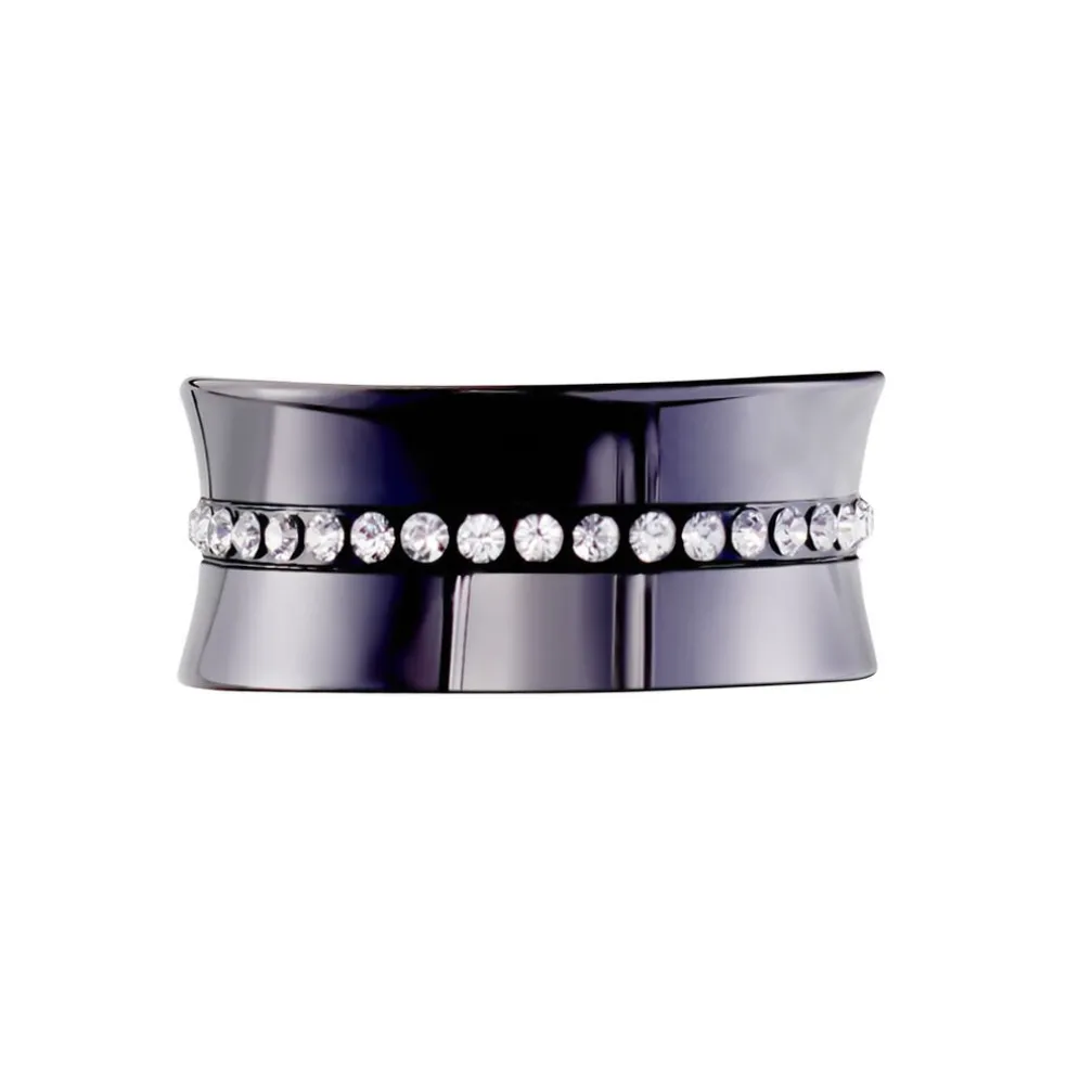 Bague Ceramik Design Argent Blanc Céramique Et Strass