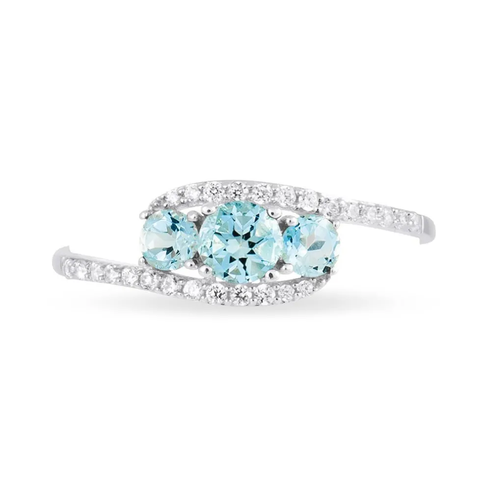 Bague Chloe Or Blanc Topaze Et Oxyde De Zirconium