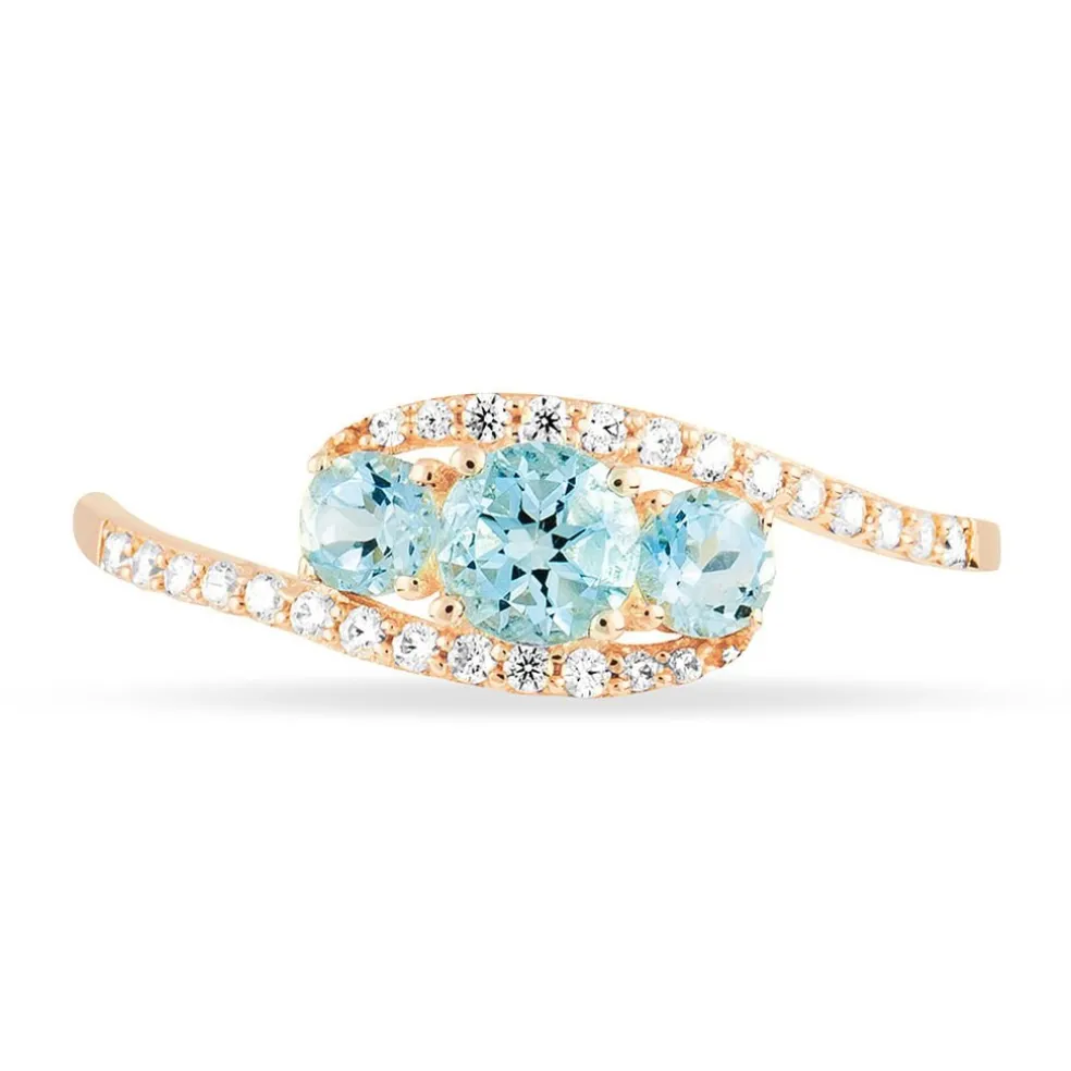 Bague Chloe Or Rose Topaze Et Oxyde De Zirconium