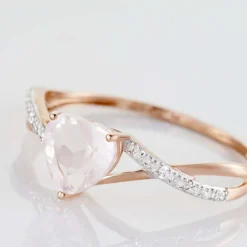 Bague Clothilde Or Rose Quartz Et Oxyde