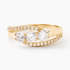 Bague Comete Or Jaune Oxyde De Zirconium