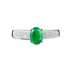 Bague Crista Or Blanc Emeraude Et Diamant