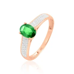 Bague Crista Or Rose Emeraude Et Diamant