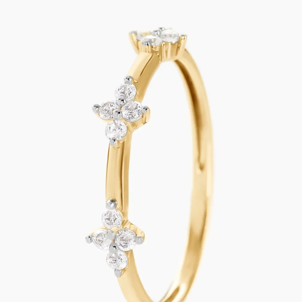 Bague Eclosion Precieuse Or Jaune Oxyde De Zirconium