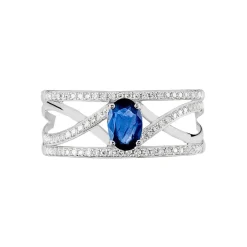 Bague Emeralina Or Blanc Saphir Et Diamant