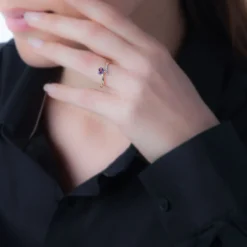Bague Eva Or Jaune Grenat Et Diamant