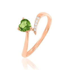 Bague Eva Or Rose Péridot Et Diamant