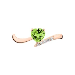 Bague Eva Or Rose Péridot Et Diamant