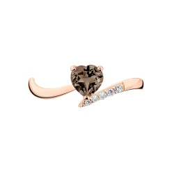 Bague Eva Or Rose Quartz Et Diamant
