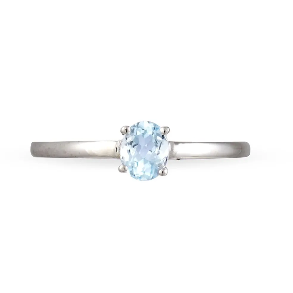 Bague Lily Or Blanc Aigue Marine