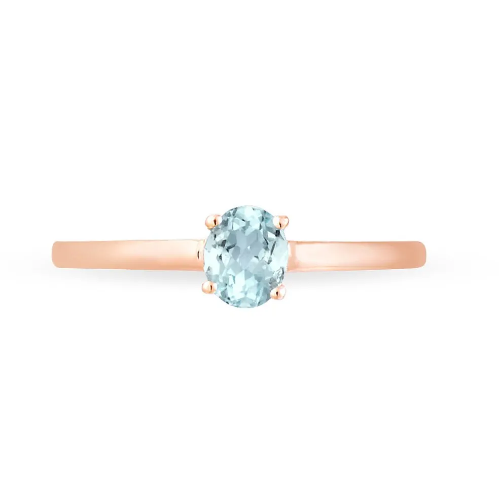 Bague Lily Or Rose Aigue Marine