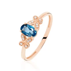 Bague Lora Or Rose Topaze Et Oxyde De Zirconium