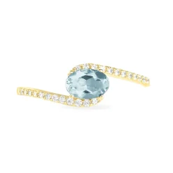 Bague Loriane Or Jaune Aigue Marine Et Oxyde De Zirconium
