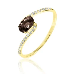 Bague Loriane Or Jaune Quartz Et Diamant