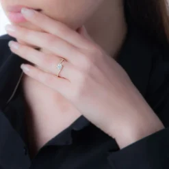 Bague Loriane Or Rose Topaze Et Oxyde De Zirconium