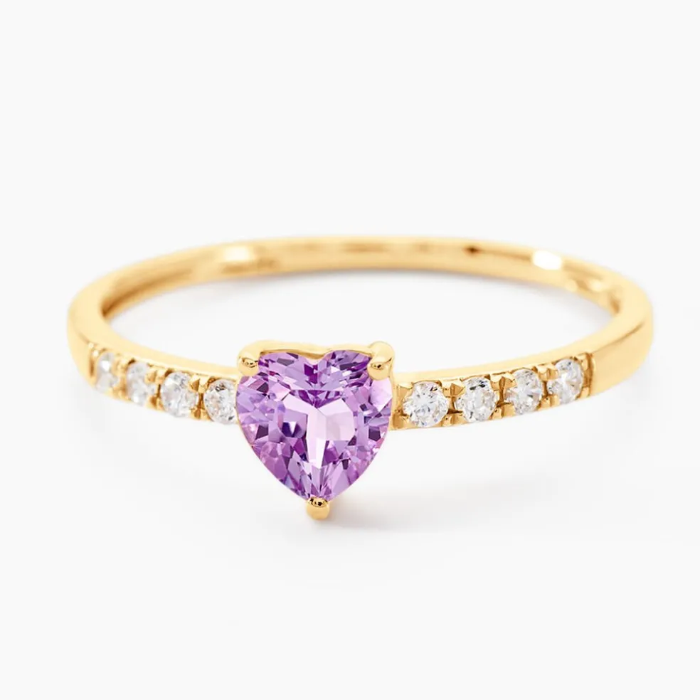 Bague Love Ring Or Jaune Améthyste Oxyde De Zirconium