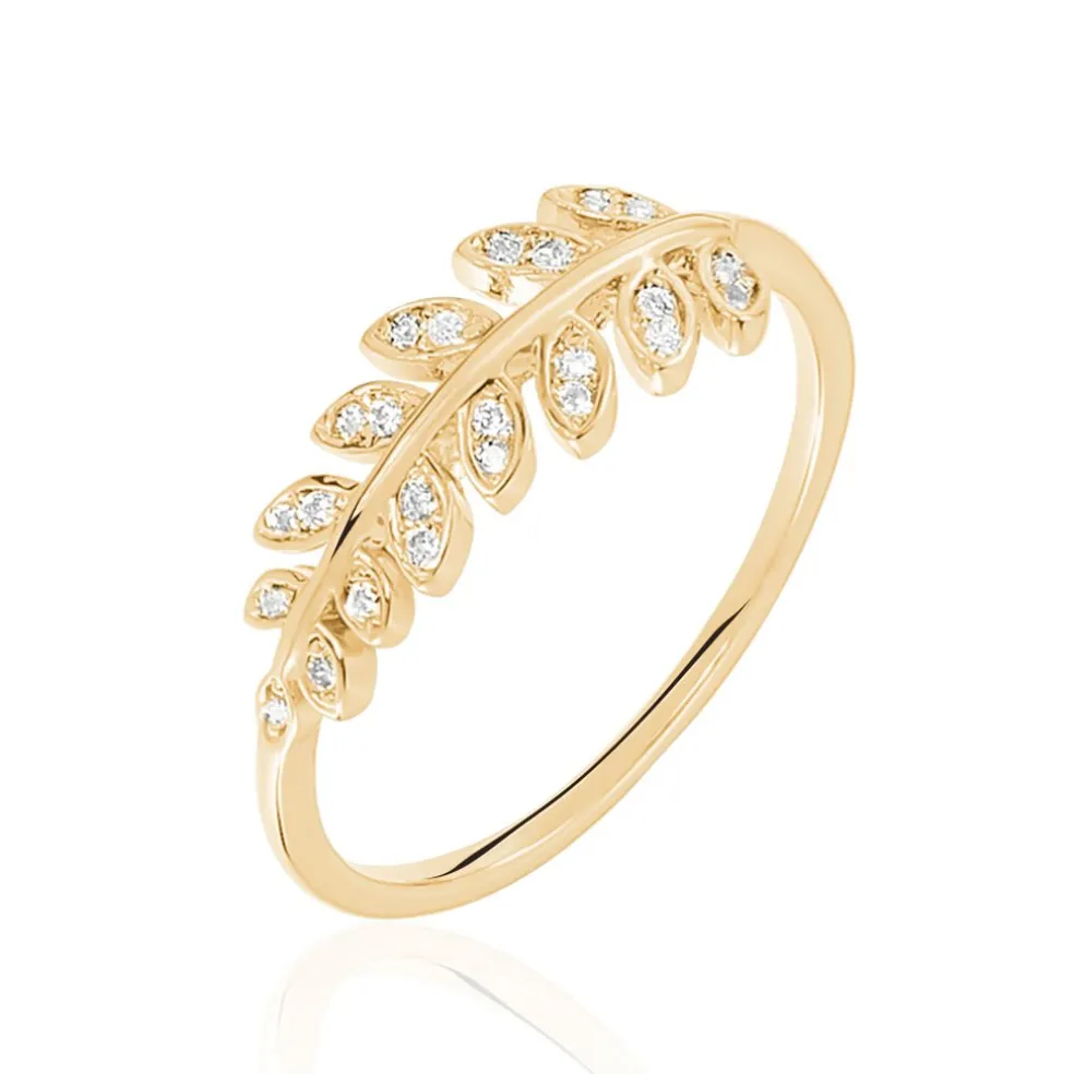 Bague Luz Plaque Or Jaune Oxyde De Zirconium
