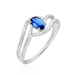 Bague Lyna Or Blanc Saphir Et Diamant