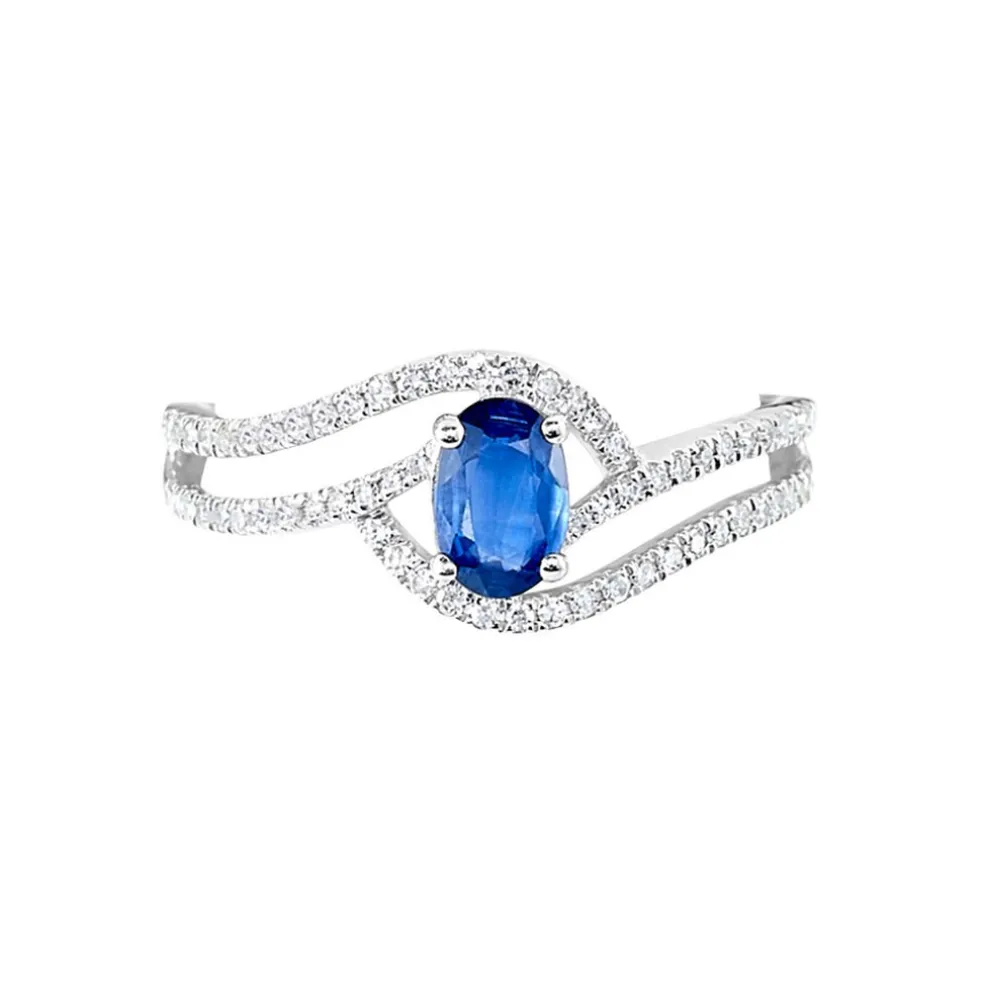 Bague Lyna Or Blanc Saphir Et Diamant