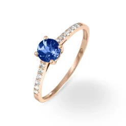 Bague Manon Or Rose Saphir Et Diamant
