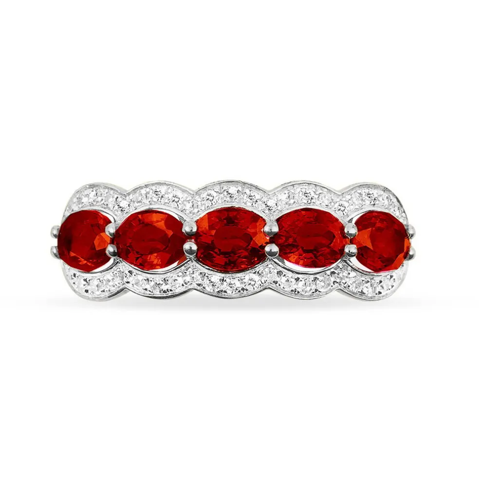 Bague Margaux Or Blanc Grenat Et Diamant