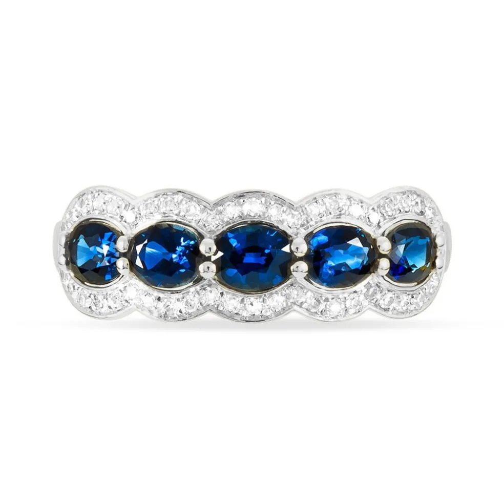 Bague Margaux Or Blanc Saphir Et Diamant