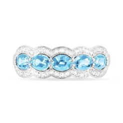 Bague Margaux Or Blanc Topaze Et Diamant