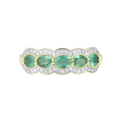 Bague Margaux Or Jaune Emeraude Et Diamant