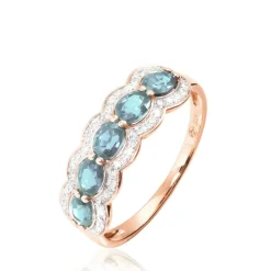 Bague Margaux Or Rose Aigue Marine Et Diamant