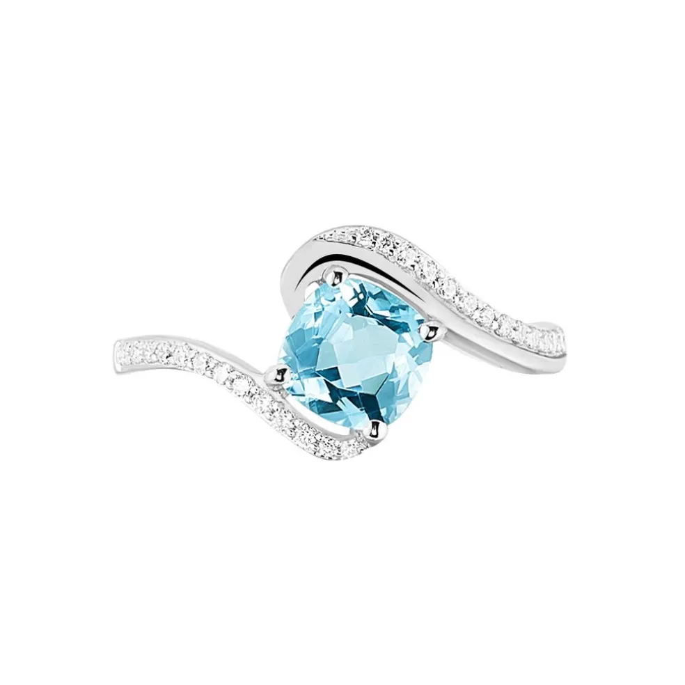 Bague Maria-serena Or Blanc Topaze Et Oxyde De Zirconium