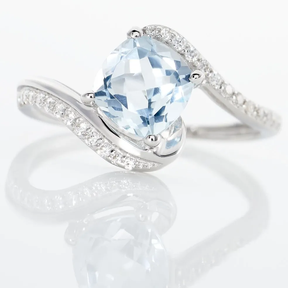 Bague Maria-serena Or Blanc Topaze Et Oxyde De Zirconium