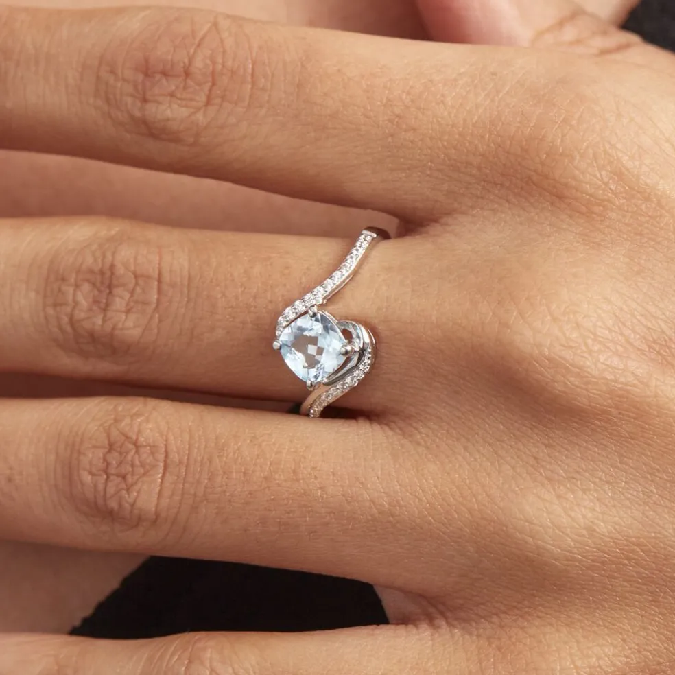 Bague Maria-serena Or Blanc Topaze Et Oxyde De Zirconium
