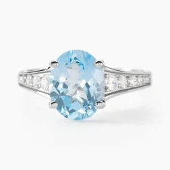 Bague Marie-camille Or Blanc Topaze Et Oxyde De Zirconium