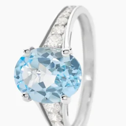 Bague Marie-camille Or Blanc Topaze Et Oxyde De Zirconium
