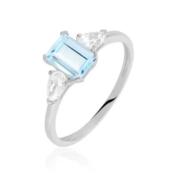 Bague Medyna Or Blanc Topaze Et Oxyde De Zirconium